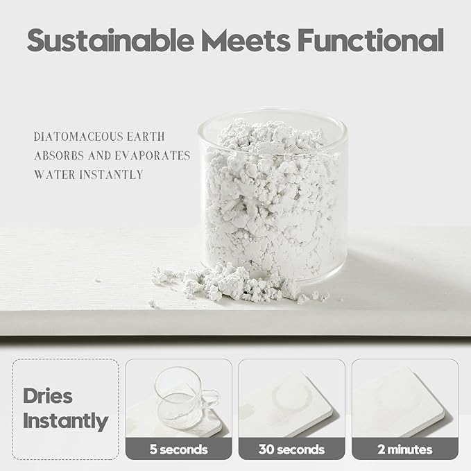2PCS 7"x3.5" Water Absorbing Bathroom Sink Vanity Trays, Diatomite Stone Quick Drying Mat for Kitchen Counter, Dish Rack Dispenser Sponge Holder Caddy Organizer, White, 7"x3.5"