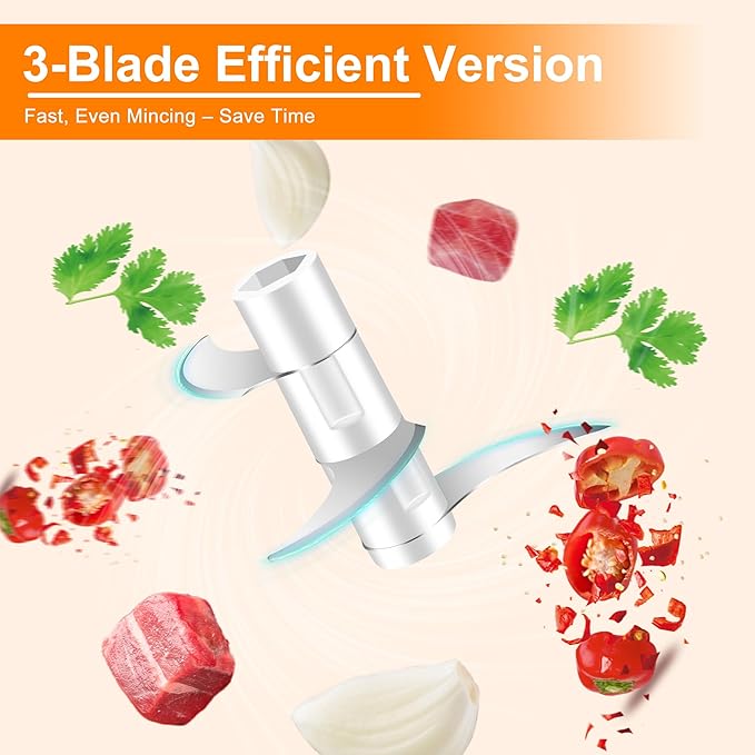 250ML Electric Garlic Chopper, 3 Blades Garlic Mincer, Mini USB Portable Vegetable Chopper, Onion Grinder, Small Food Processor for Ginger, Chili, Fruit, Meat
