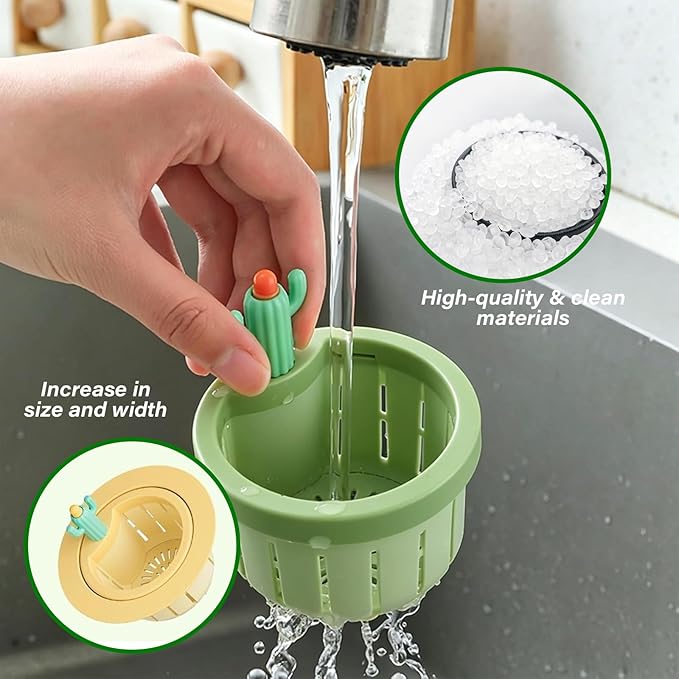 Cactus Kitchen Sink Drain Strainer, 2026 New Self‑Cleaning Press Dumping Basket, Faucet Hanging Filter, Food Residue Collector Kitchen Bathroom Accessory (2Pcs Yellow)