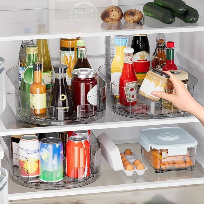 360° Rotating Lazy Susan for Refrigerator, 13.5''x8.5'' Clear Lazy Susan Turntable for Refrigerator Organizers and Storage, Kitchen, Table Top, Cabinet, Pantry, Countertop