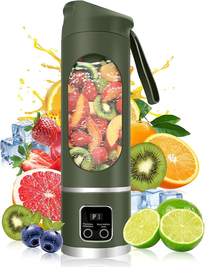 Portable Blender Personal Electric USB | 500ml Portable Juicer for Shakes and Smoothies | Small Blender for Mixing | Compact Convenient Versatile Kitchen Small Appliance for Home (Green)