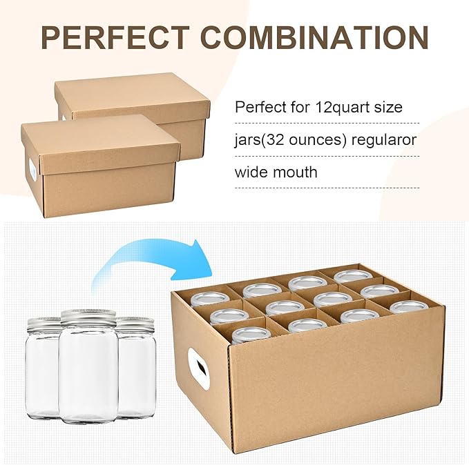 6 Pcs Canning Jar Storage,Fits 32 oz Jars Regular or Wide Mouth Canning Jar Storage,12 Cells, Mason Jar Organizer.