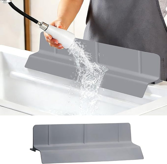 18Inch Sink Splash Guard – Extended Length & Tall Silicone Kitchen Sink Splash Guard with Overhang Drainage Design & Strong Suction Cups for Countertop(Dark Grey, 18''x3.5'')