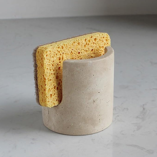 Natural Travertine Marble Sponge Holder for Kitchen Sink, Beige Travertine