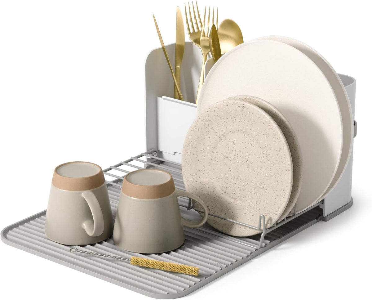 Sling Dish Drying Rack, Space Saving Foldable Storage, White