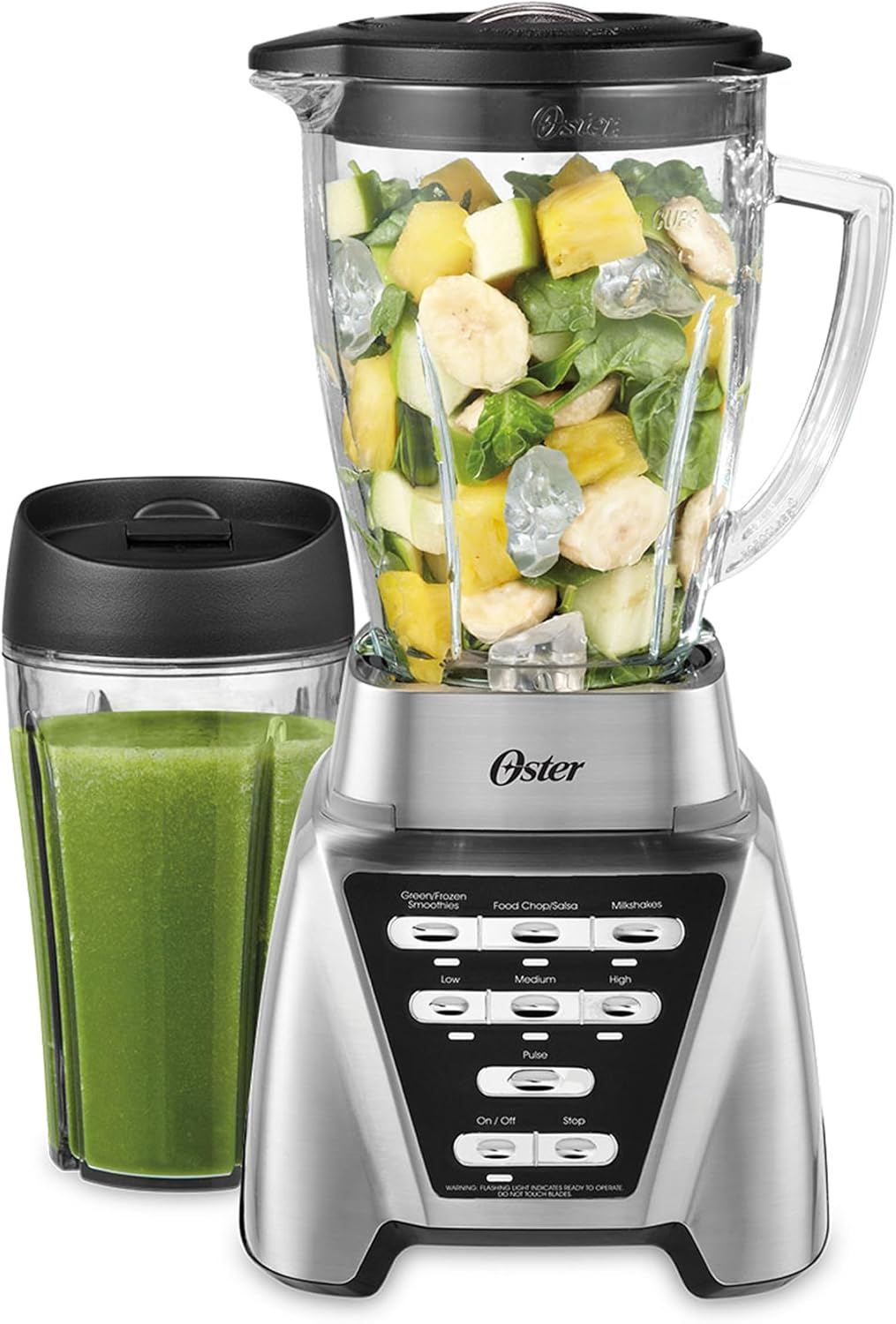 Pro 1200 Smoothie Blender with Glass Jar & 24oz To-Go Cup, Countertop Kitchen Blender with 7 Speeds, 1200W Power, Brushed Nickel