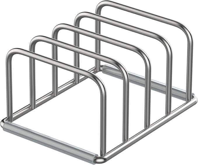 KORRTFID Cutting Board Organizer Stand Holder,304 Stainless Steel Chopping Board Holder,Pot Pan Lid Holder Rack kitchen Shelf Bakeware,Cookie Sheets Organizer (1.0 Inch Width Slots)