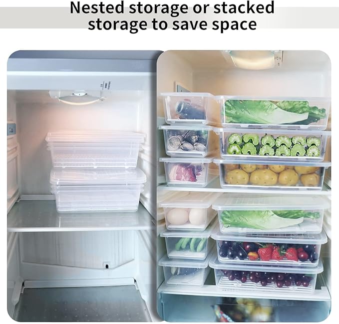 77L Food Storage Container, (3-Pack) Plastic Food Containers with Removable Drain Plate and Lid, Stackable Portable Freezer Storage Containers - Tray to Keep Fruits, Vegetables, Meat and More