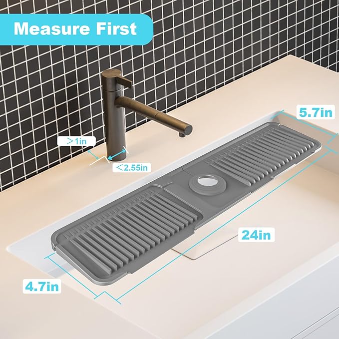 Folding sink splash guard behind faucet-faucet mat for kitchen sink-silicone kitchen faucet mat-faucet draining mat of sink accessories with button lock