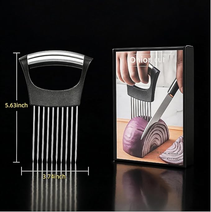 2025 Upgraded Onion Slice, New Stainless Steel Onion Chopper for Slicing, Chopper Slice Assistant Tool, Cutter for Slicing of Meat, Onion, Potato, Tomato Kitchen Gadgets (2)