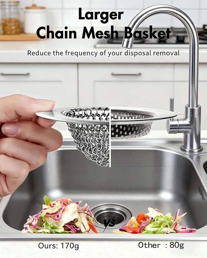 2 Pack Kitchen Sink Drain Strainer, Reversible Anti-Clogging Kitchen Sink Strainer, Handmade 304 Stainless Steel Sink Strainer Basket, Fit Kitchen Sink & Garbage Disposal (Patented Product)