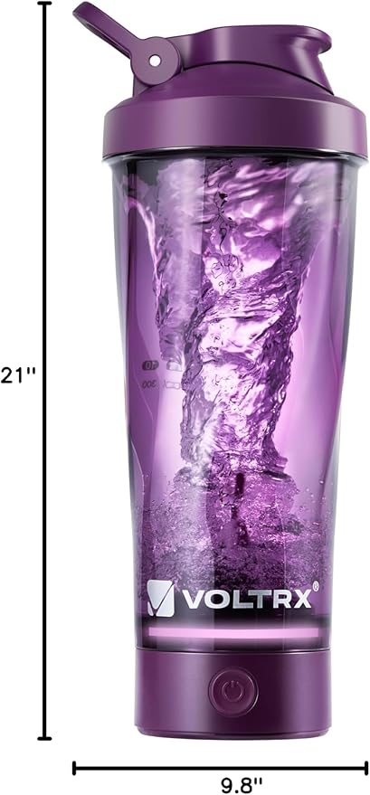 VOLTRX VortexBoost Electric Shaker Bottle, USB C Rechargeable Protein Shake Mixer, Shaker Cups for Protein Shakes and Meal Replacement Shakes, BPA-Free, Made with Tritan,Purple