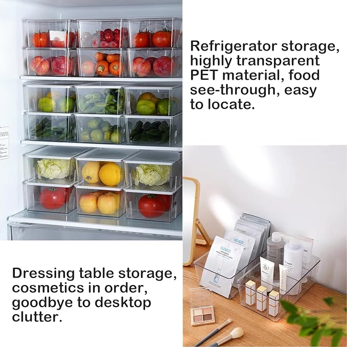 1 Pack Storage Organizer Bins, Plastic Bins Desk Organizer Containers with 4 Slots for Pantry, Kitchen, Fridge, Cabinet Packets, Snacks, Shelves, Pouches, Spice Packets