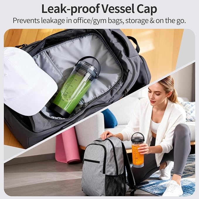 Replacement Blade Cover & Vessel Cap for Ninja Blast Portable Blender BC100/BC151, Parts & Accessories, Leakproof Food-Grade Dishwasher Safe (Gray)