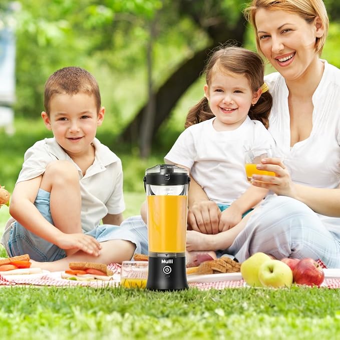 Mulli Upgraded Personal Blender,17oz Portable Blender for Shakes & Smoothies, USB-C Rechargeable, BPA-Free, with Leak-Proof Lid & Straw Lid, Dishwasher Safe Cups