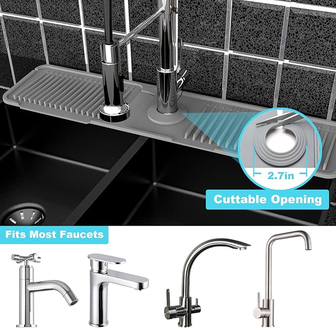 Folding sink splash guard behind faucet-faucet mat for kitchen sink-silicone kitchen faucet mat-faucet draining mat of sink accessories with button lock