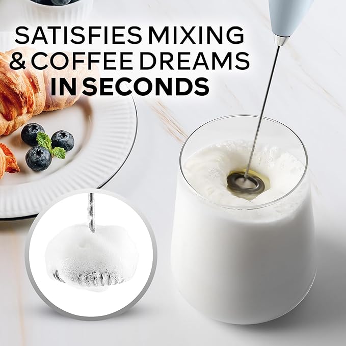Zulay Kitchen Powerful Milk Frother Wand With Duracell Batteries - Ultra Fast Handheld Drink Mixer - Electric Whisk Foam Maker for Coffee, Lattes, Cappuccino & Matcha - Z1 Motor - Storm Blend