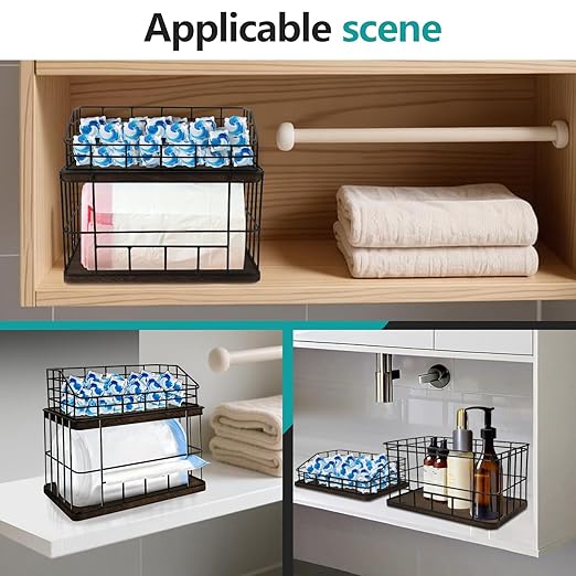2-in-1 Trash Bag Holder & Dishwasher Pods Organizer, Extra Large Trash Bags Dispenser, Kitchen Organizer and Under Sink Storage Box