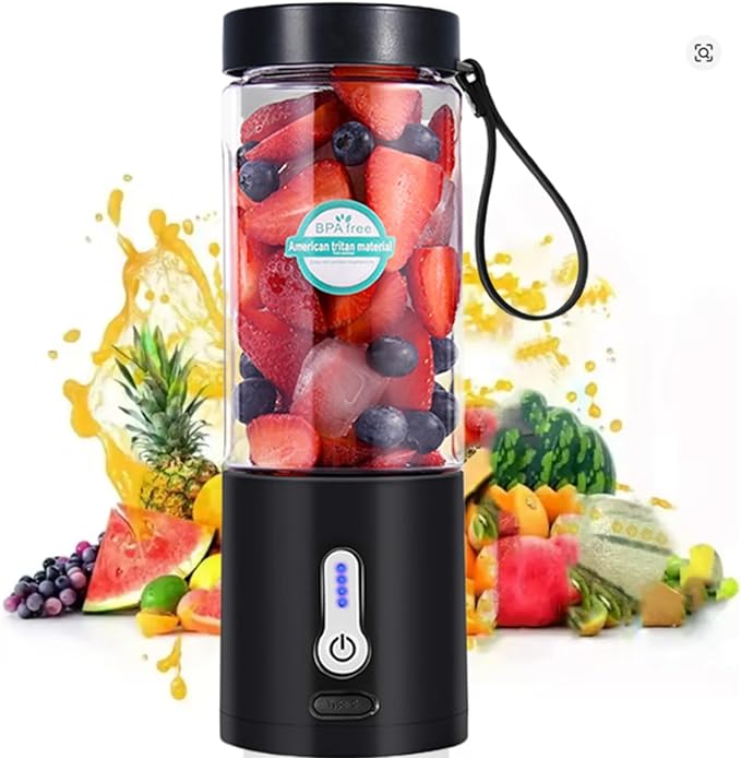 Portable Blender Rechargable, 530ML Personal Size Electric Juicer for Shakes and Smoothies, Fruit Mixer Machine Mini Small Blender Cup for Travel Picnic Office Gym Kitchen