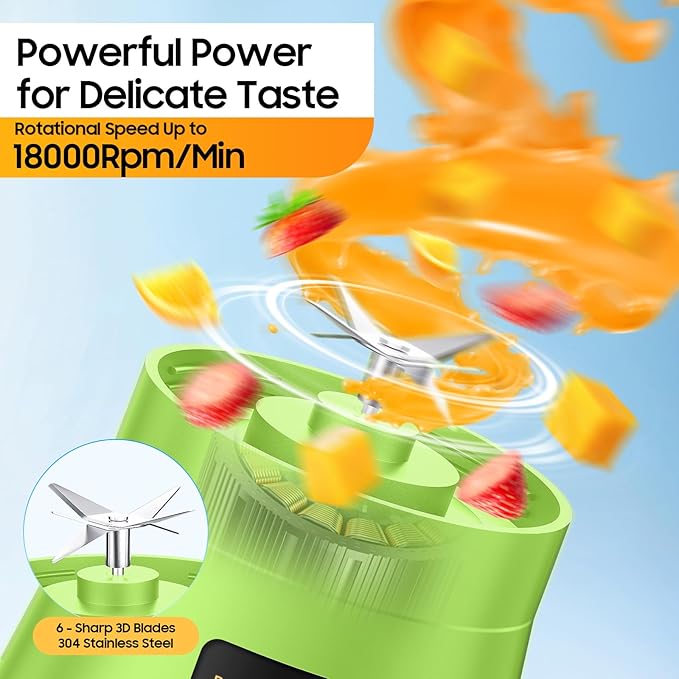 Cordless Portable Personal Size Blender - 12 Oz Mini Blender Make Smoothies and Shakes, Cordless Lightweight Rechargeable, Freshly Squeezed in Picnic/Sports/Office