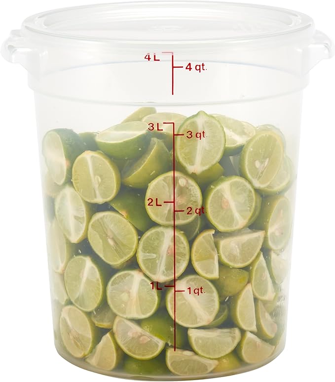 Cambro Food Storage Containers with Lids (BPA-Free) - 4 Quart - Food Grade Buckets with Lids (2 Pack) - For Dough Proofing and Brining (Translucent)