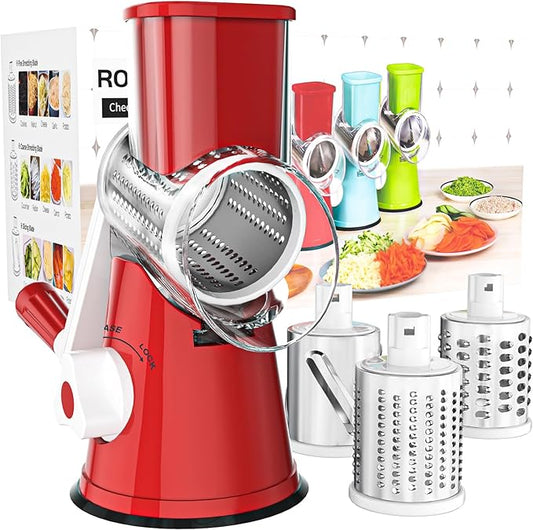 Cambom 3-in-1 Rotary Cheese Grater - Red