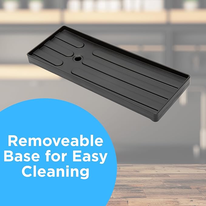 Sink Caddy & Organizer | Premium Rust-Proof Carbon Steel Sponge Holder with 360° Rotating Drainage Spout | Keeps Countertop Dry & Organized (Black)