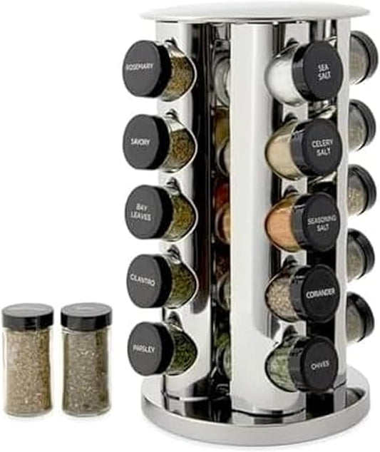 20 Jar Revolving Countertop Spice Rack with Spices Included