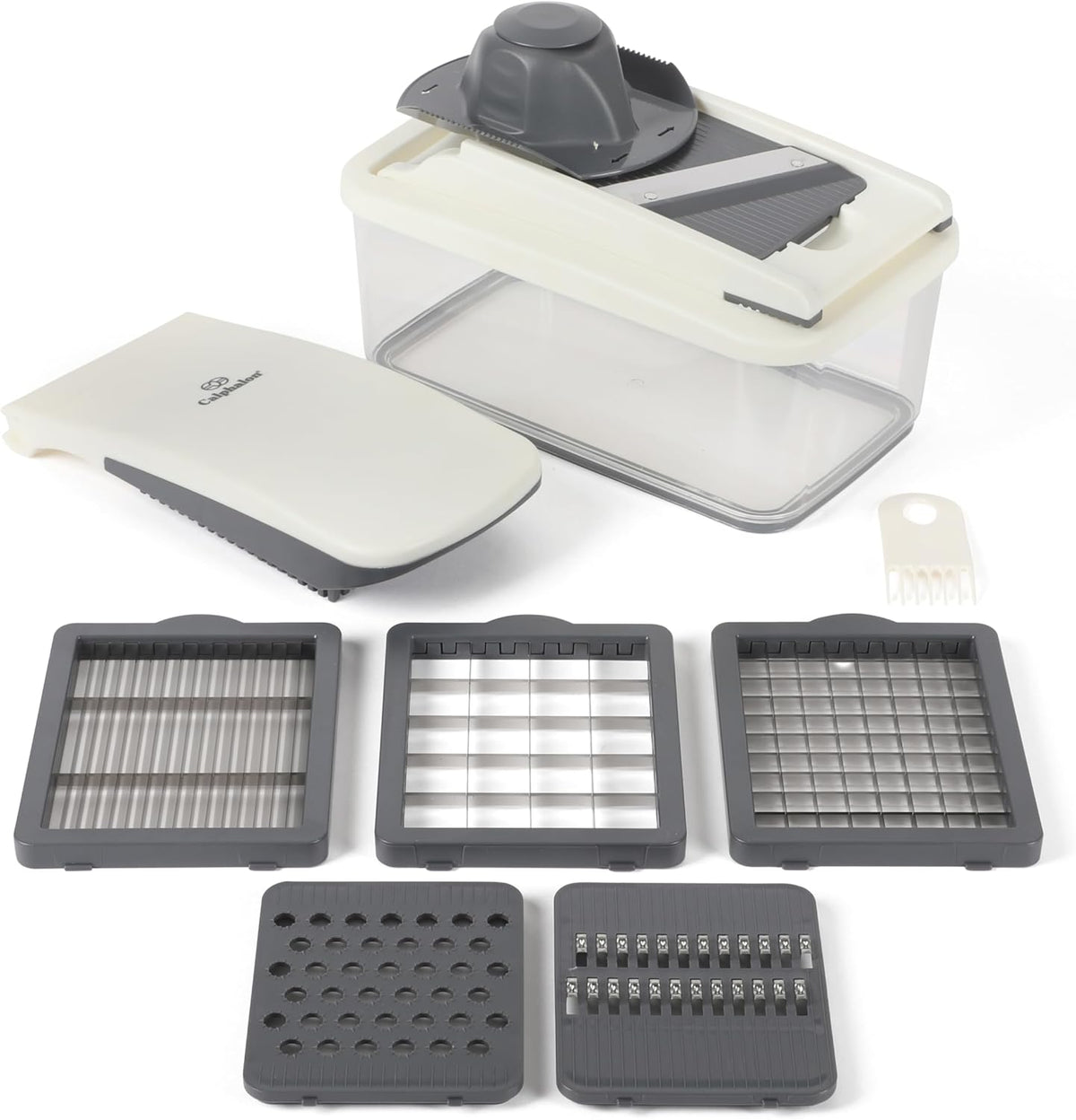 Vegetable Chopper With Container, 3 Blades with1 Chopper and1 Mandoline, 5-in-1 Food Chopper with Stainless Steel Blades & Mandoline Slicer, Multi-Functional Dicer with Storage Container