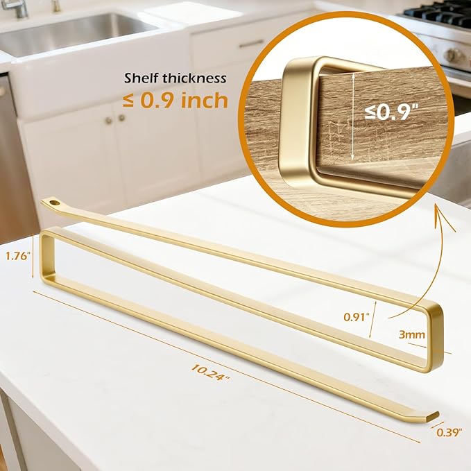 4Pack Tumbler Lid Organizer, Kitchen Space-Saving Cup Holder, Organizers for Under Cabinet Storage, No Glue or Drilling Required (Golden)