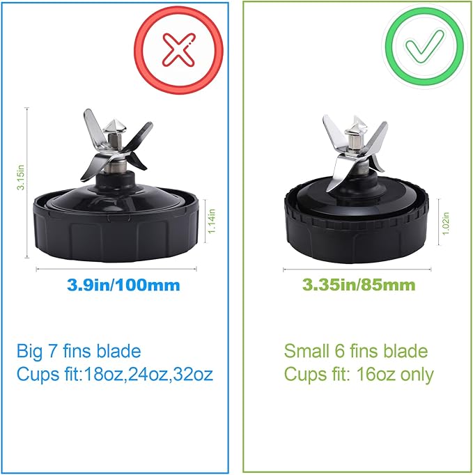 Blender Blade Fit for Ninja, Replacement Parts 6 Fin Male Blade with Rubber Gasket, Blender Accessories Compatible with Nutri Ninja Auto IQ BL620C BL660 BL740 BL780 QB3000, Only Fit 16oz Cups