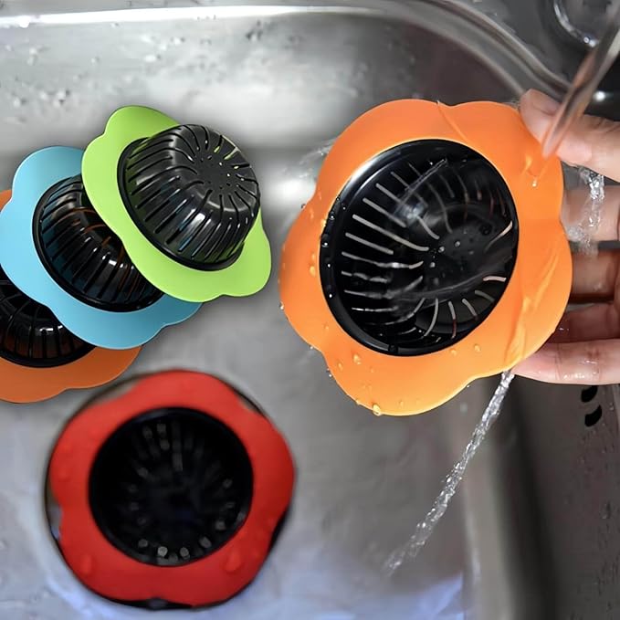 Kitchen Sink Strainer, 4PCS Silicone Sink Strainers, Large Wide Rim 4.5" Diameter Sink Drain Strainer for Kitchen Sink - Multicolor
