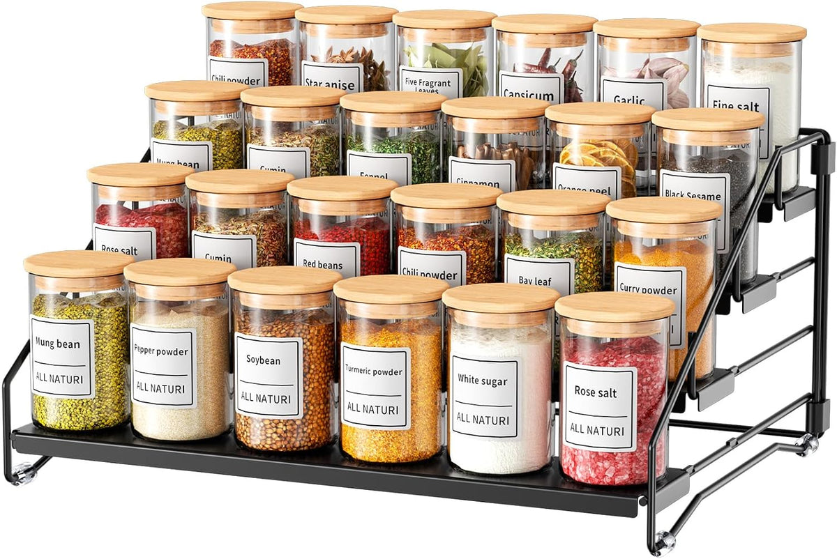 4 Tier Spice Rack Organizer for Cabinet, Depth Adjustable Spice Rack,1 Pack