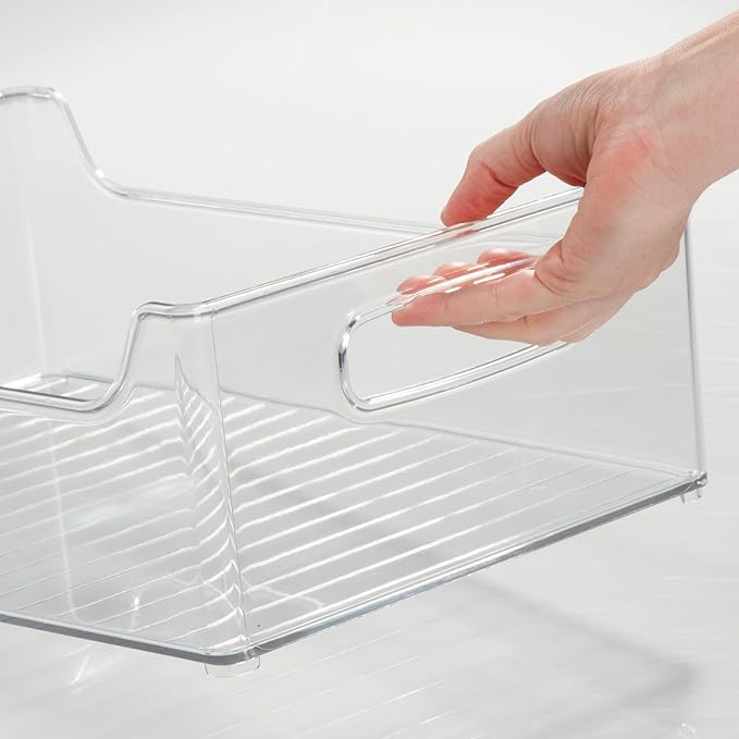 iDesign Stackable Clear Plastic Storage Bin, Kitchen Organizers for Fridge, Cabinet, or Pantry, 4-Pack