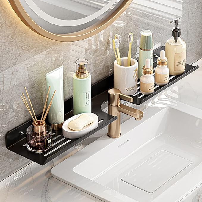 ROYALITA 17 Inch Acrylic Bathroom Shelf Organizer Over The Faucet, Over The Sink Shelves Bathroom Rack Over Faucet Countertop Organizer Kitchen Above Sinks Drain Shelf