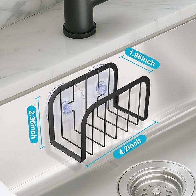 SHFKS Sponge Holder for Kitchen Sink,Kitchen Caddy with Sponge Holder,Dish Soap Holder - Black