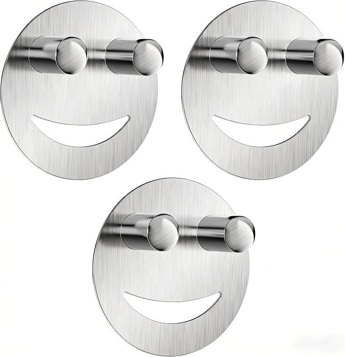 Yoshiky 3 Pack Stainless Steel Smiley Face Dish Sponge Holder, Silver Sink Caddy Organizer Storage with Suction Cup for Kitchen, Kitchen Accessories Decor Scrubber-Silver