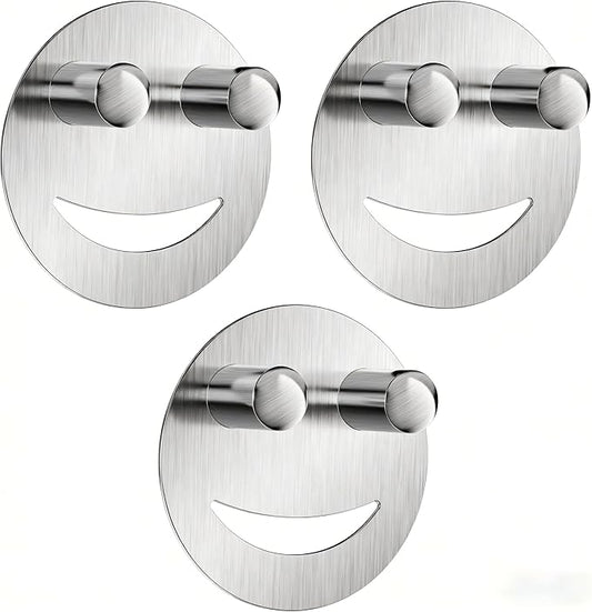 Yoshiky 3 Pack Stainless Steel Smiley Face Dish Sponge Holder, Silver Sink Caddy Organizer Storage with Suction Cup for Kitchen, Kitchen Accessories Decor Scrubber-Silver