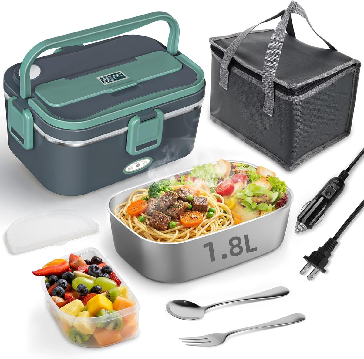 1.8L Electric Lunch Box for Adults, 80W Fast Heated Lunch Box