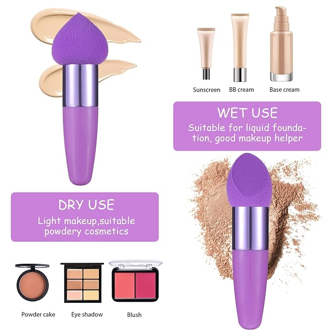 Sibba Makeup Brushes 3 PCS Powder Makeup Puff Beauty Blending Sponge Coloring Concealer Applicator Foundation Setting Face Cosmetic Cosmetics Contour Stick Color Cover Sponges Set Women