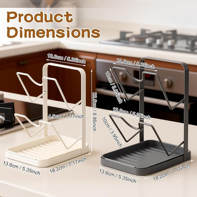 Kitchen Pot Lid Storage Rack,Pot Lid Organizer,Kitchen Pot Lid Holder While Cooking,Space-Saving Lids Racks,Multifunctional Kitchen Pots Lids Organizer for Countertop(Beige)