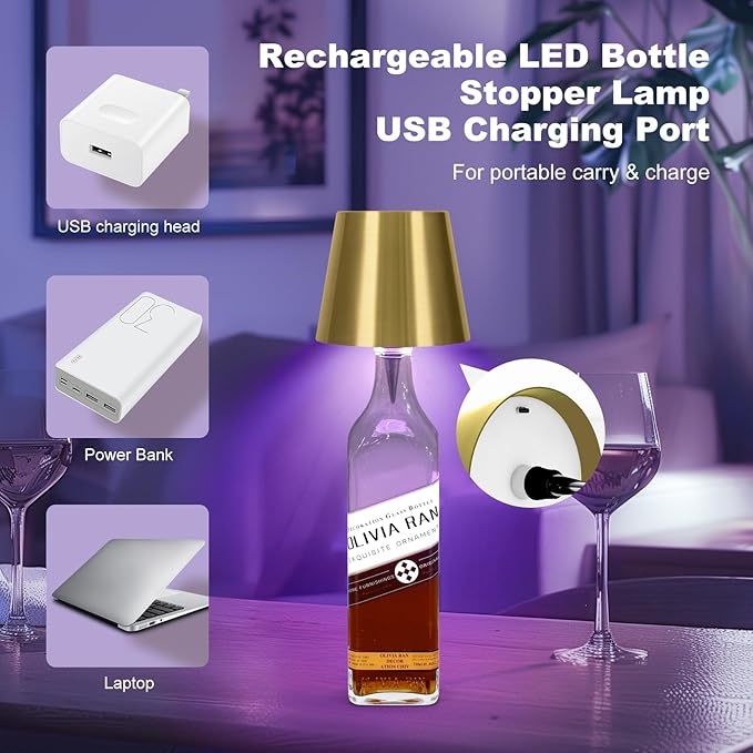 2026 New Wireless Bottle Lamp,RGB LED Bottle Light with Remote(RGB Gold Plating, 1pc)