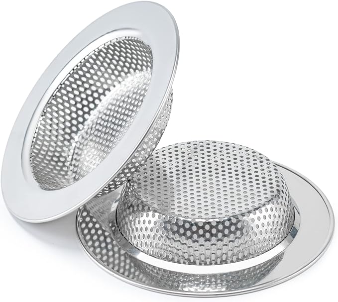 Honmein 2 Pcs Sink Strainer for Most Kitchen Sink Drain Basket, Upgraded Double-Layer Safe Design Kitchen Sink Strainer (Outer Diameter 4.5 Inch)