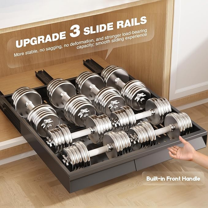 Seinloes Pull Out Cabinet Organizer, 4-Side Expandable to Fit Most Cabinets, 3 Rail Slide Out Drawers with Raising Pad for Framed & Frameless Cabinets, 13"-21" W x 17"-24" D, Black, 2 Pack