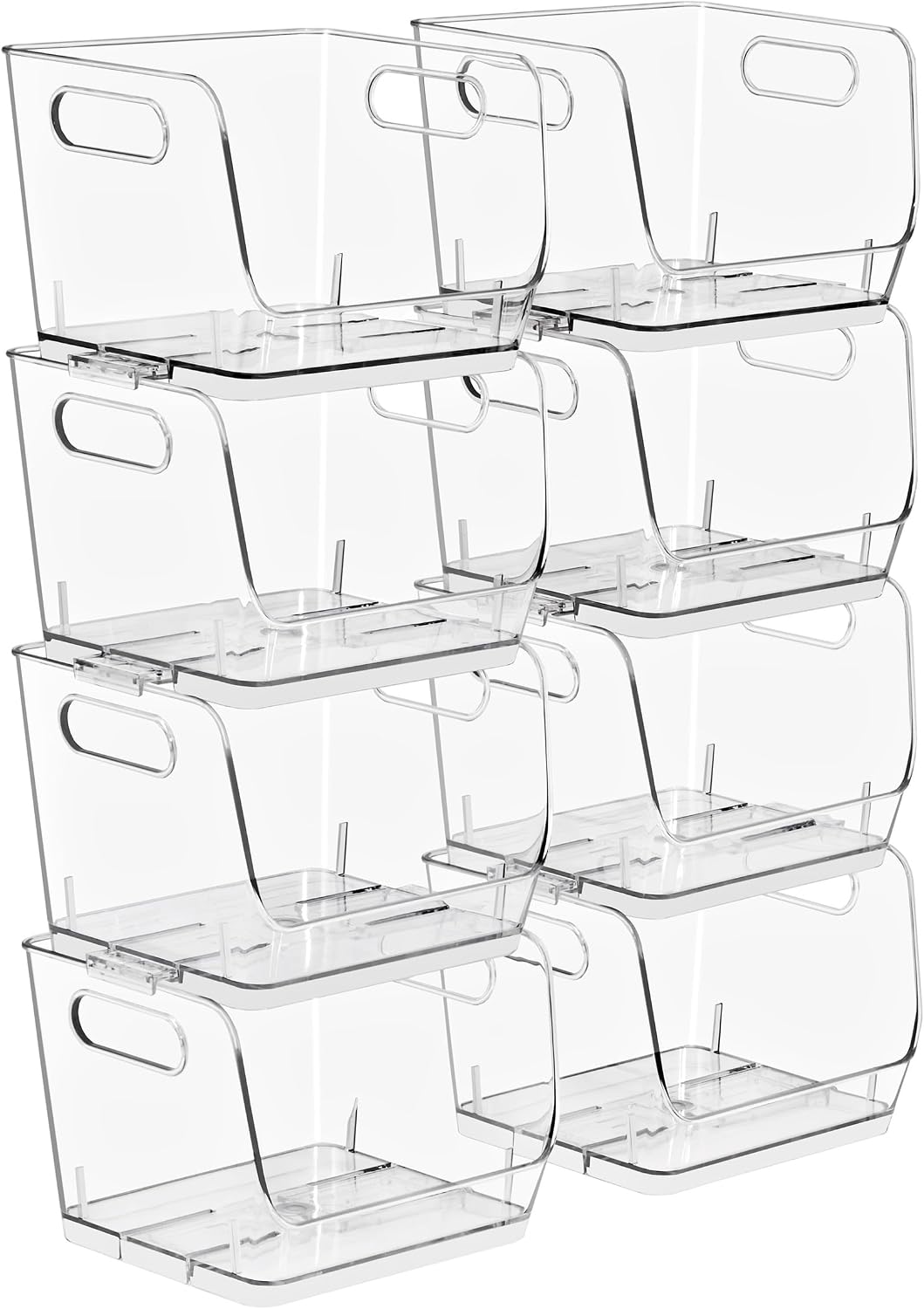 Clear Pantry Organizer with Stackable Storage Bins, Open Front