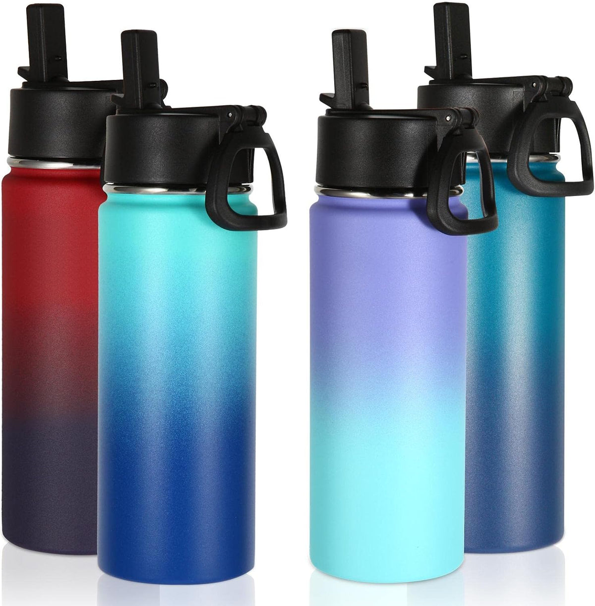 18oz Insulated Water Bottle for Kids with Straw, Assorted, 4-Pack