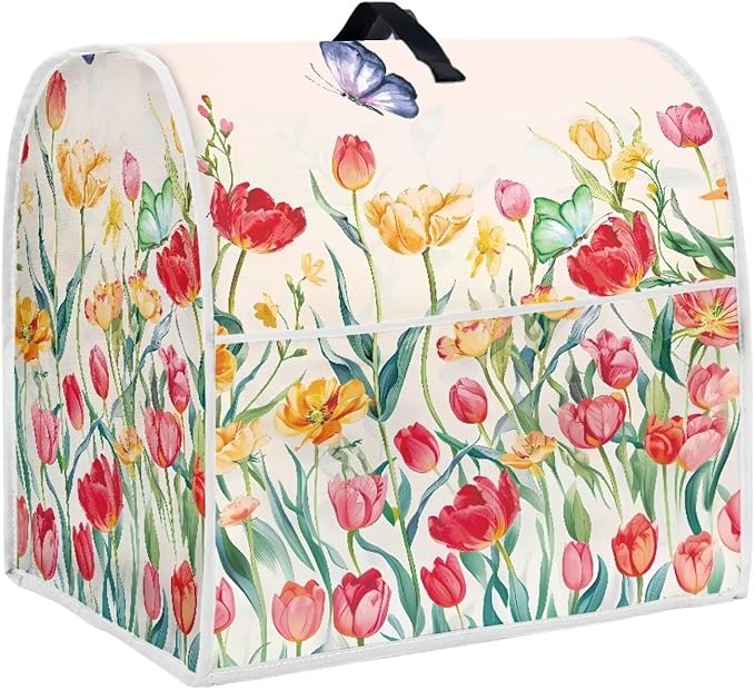 Floral Mixer Dust Cover | Waterproof & Machine Washable Protector with Handle & Pocket | Compatible with 6-8 Quart Stand Mixers