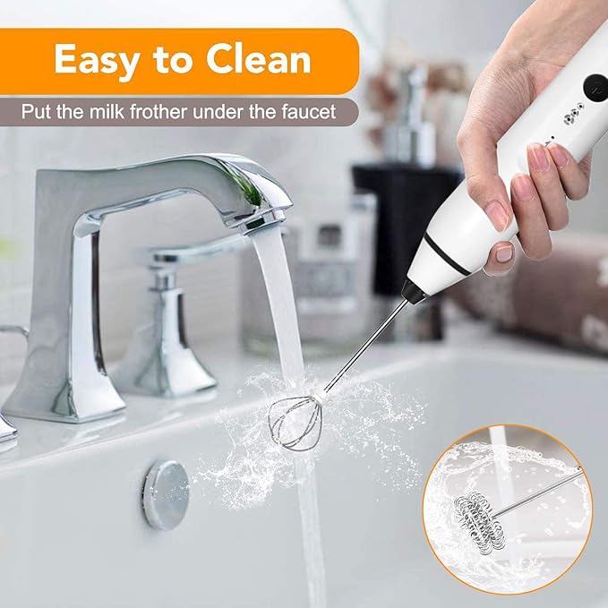 Milk Frother Handheld, Gbivbe Rechargeable Whisk Drink Mixer for Coffee with Art Stencils, Mini Foamer for Cappuccino, Hot Chocolate Match, Frappe, Hot Chocolate, Egg Whisk