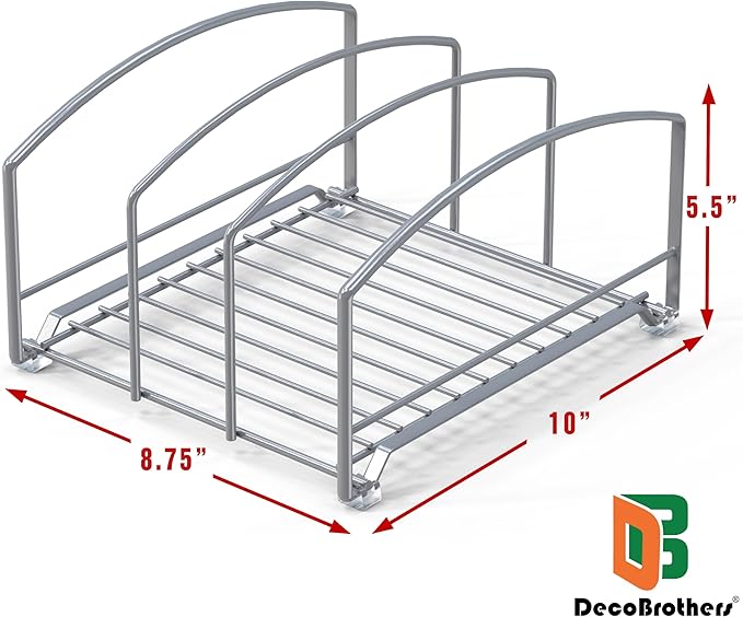 Deco Brothers Cookware Organizer Rack for Kitchen Cabinet, 3 Slot Holder, Bronze