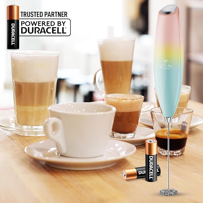 Zulay Kitchen Milk Frother Handheld Electric Whisk with AA Duracell Batteries – Durable Drink Mixer for Coffee, Lattes, Cappuccinos & More - Cupcake